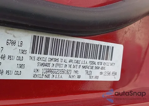 2013 Ram 1500 Slt z USA, uszkodzony, nr VIN 1C6RR6GG2DS561823